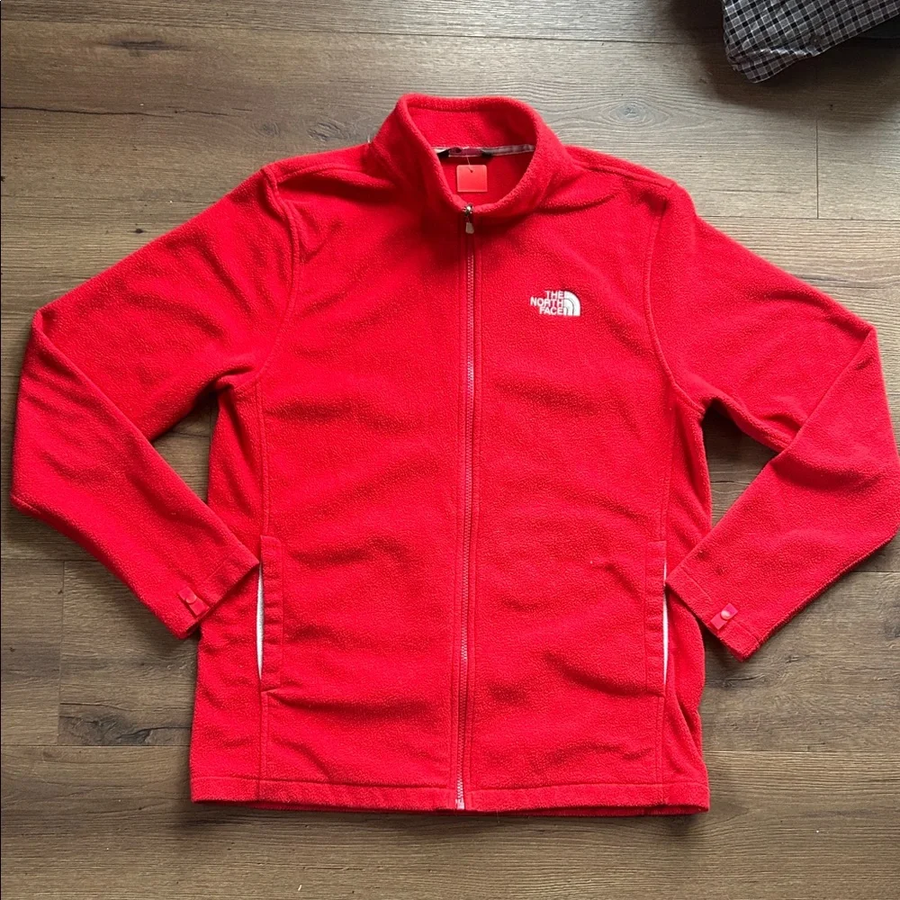 The North Face Bright Red Full-Zip Fleece Jacket ! Large